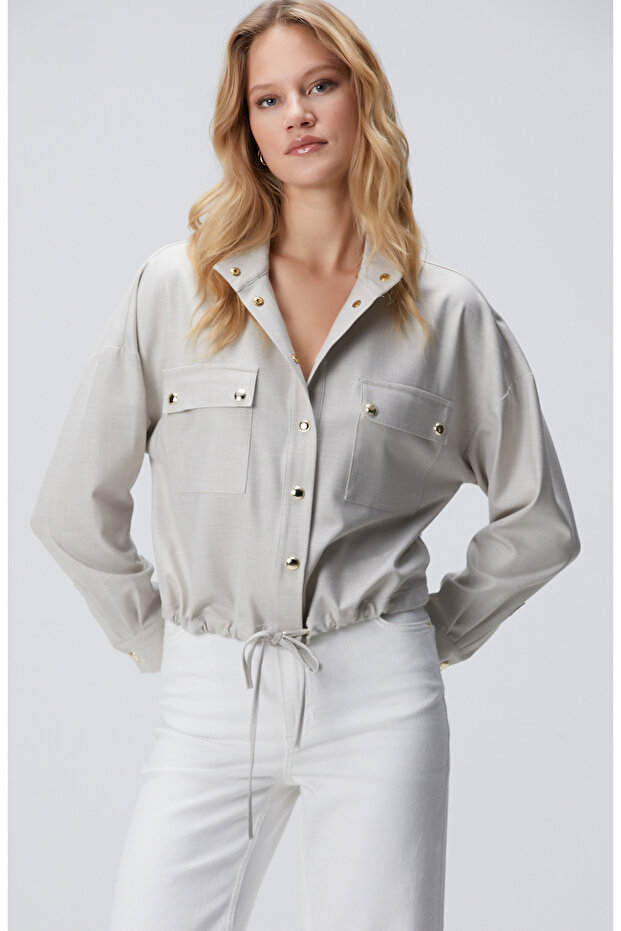 Bej Cep Kapaklı Dış Gömlek - 1