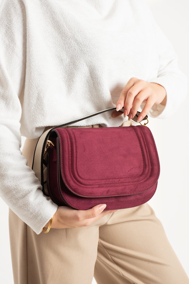 Dai̇sy Model Suede Burgundy Women's Hand and Shoulder Bag