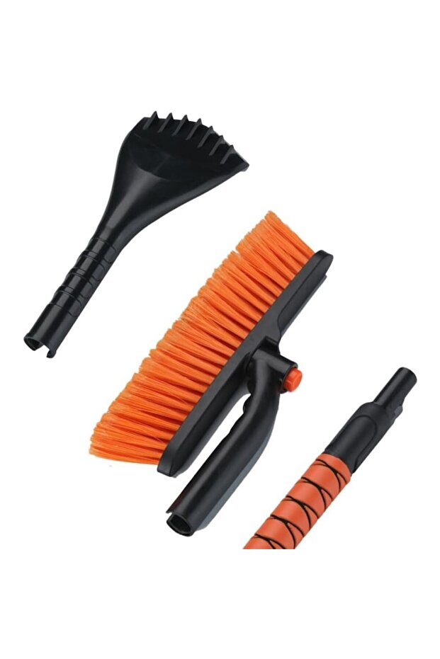 SnowBuddy Snow Brush with Integrated Scraper, Rotating Head, Non-Slip Handle (Orange) - 2