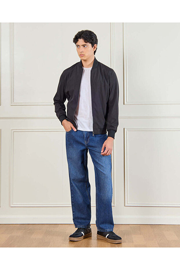 Men Black Bomber Jacket - 2