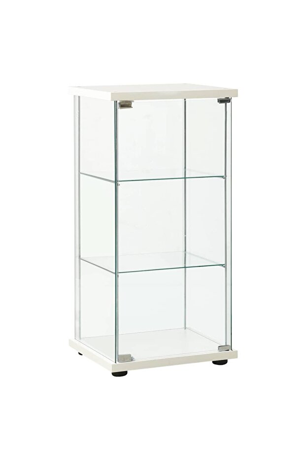 Storage Cabinet Tempered Glass White