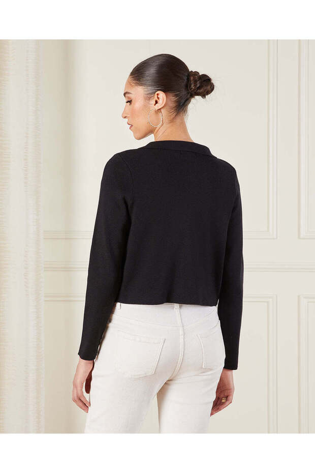 Women Black Solid Jacket - 3