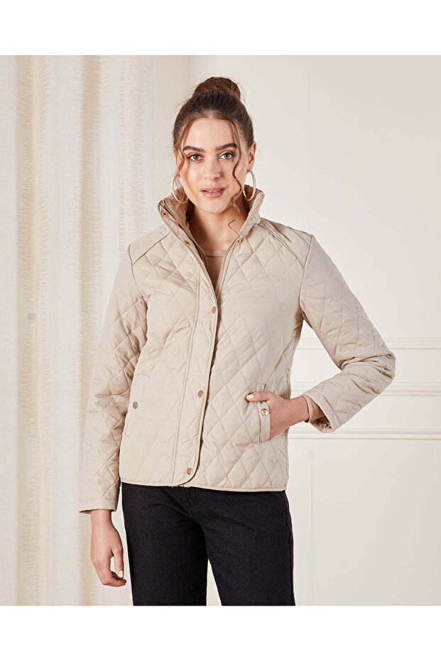 Women Cream Textured Jacket