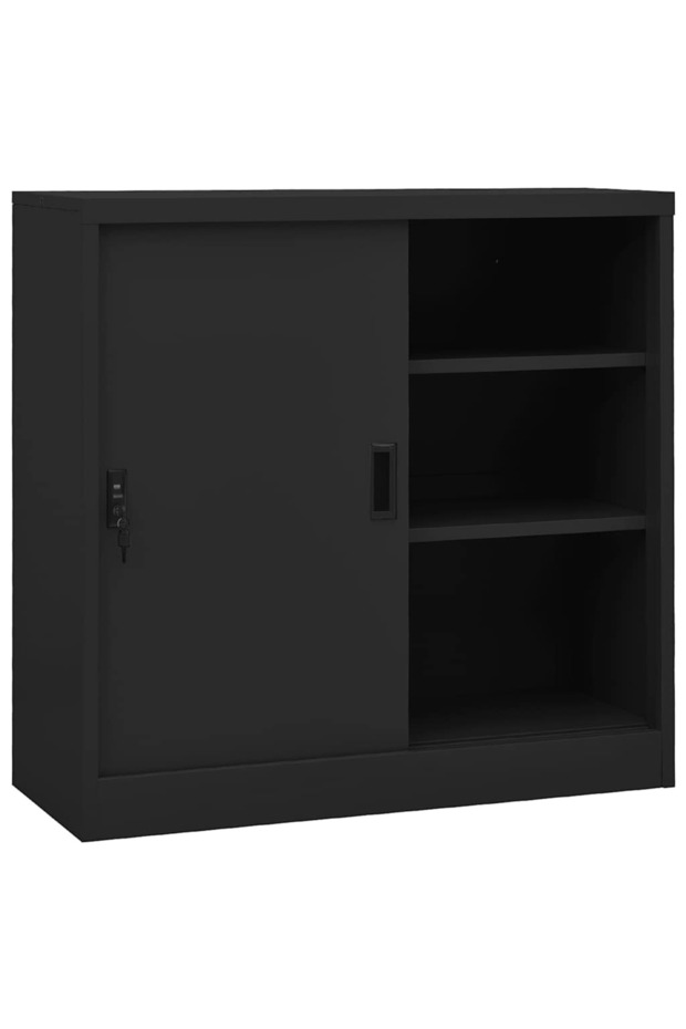 Office Cabinet with Sliding Door Anthracite 90x40x90 cm Steel