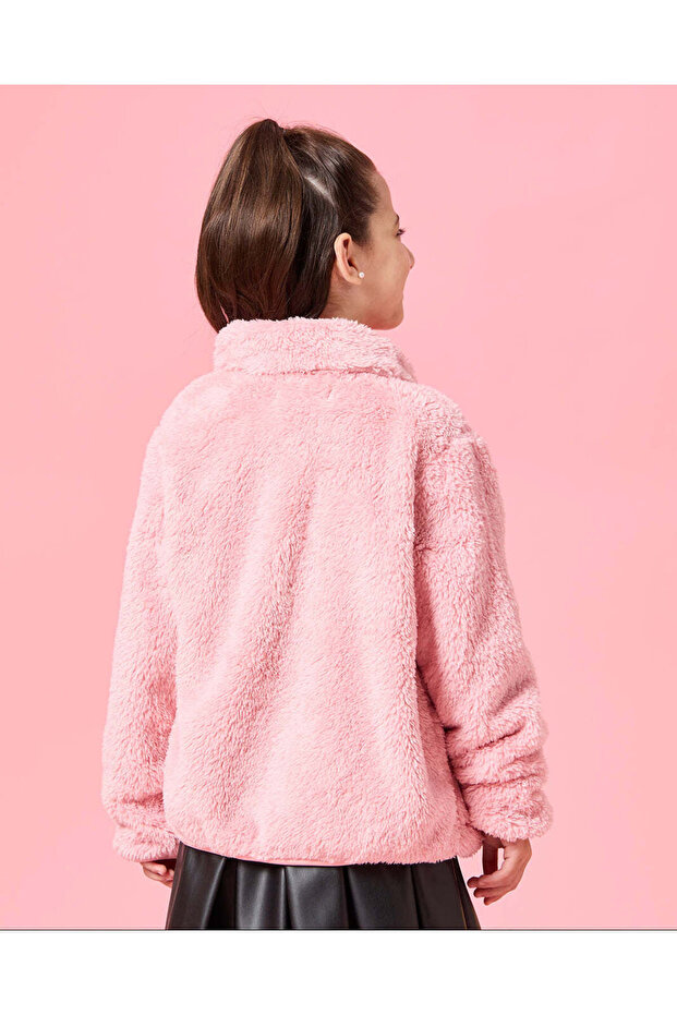 Girls Pink Solid Jacket - 3