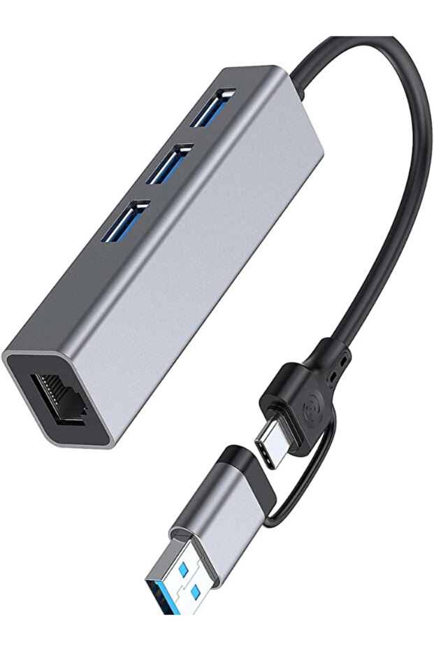 Type-C to Usb A Hub Ethernet Adaptör / 4 PORT - 1