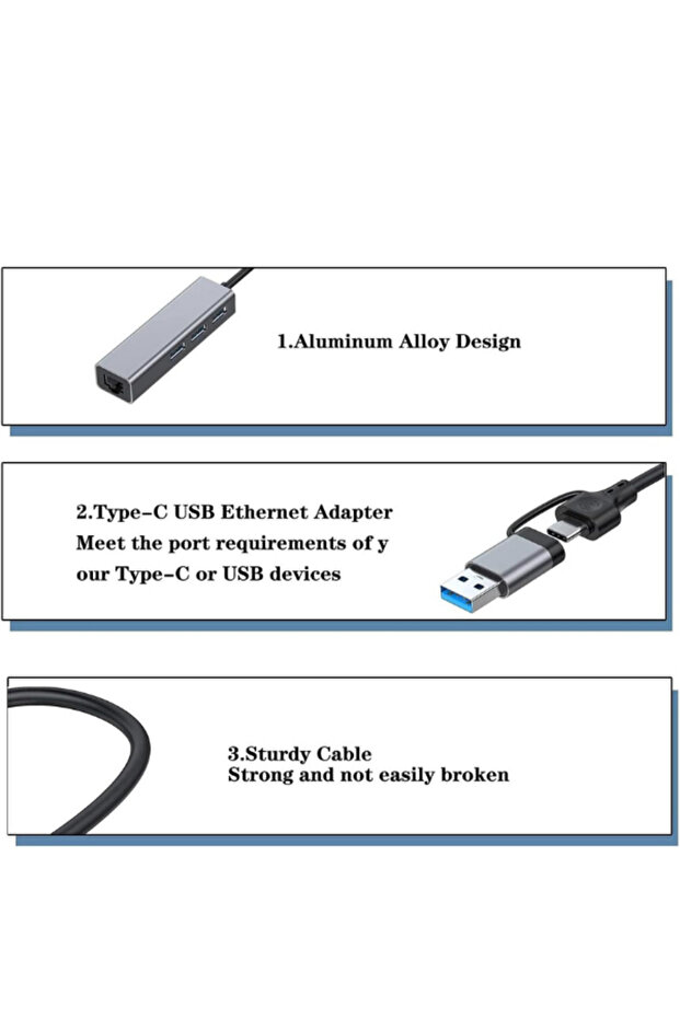 Type-C to Usb A Hub Ethernet Adaptör / 4 PORT - 7
