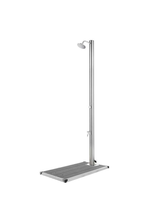 Garden Shower with Grey Base 220 cm Stainless Steel