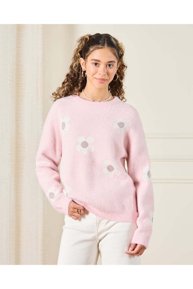 Senior Girls Pink Floral Print Pullover