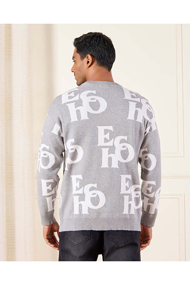 Men Grey Knitted Pullover - 3