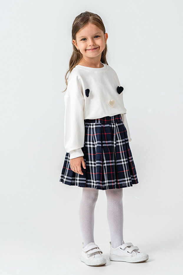Girl's 3-Piece Set with Checkered Skirt - 26K 6359