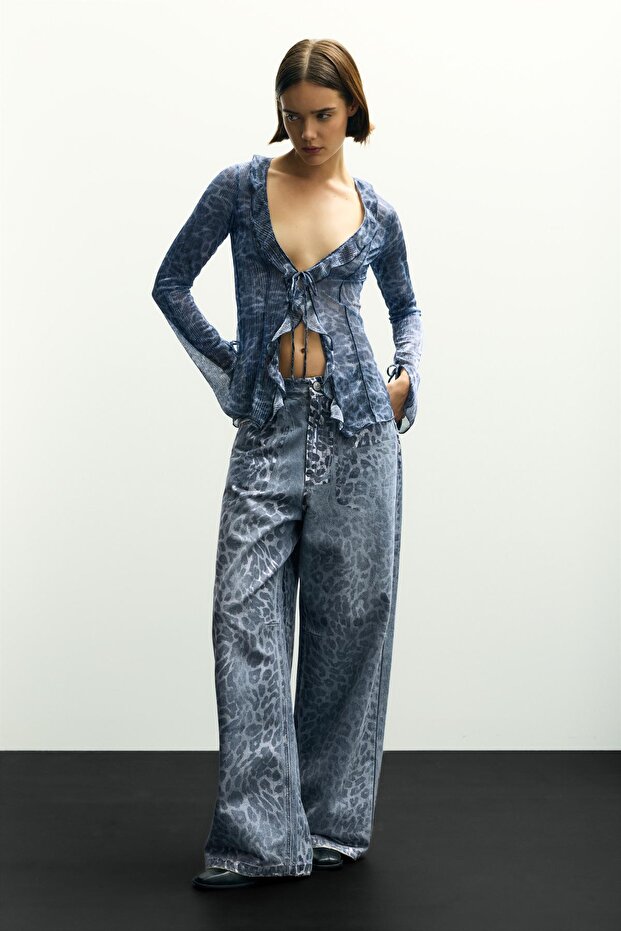 Leopar desenli volanlı top - 3