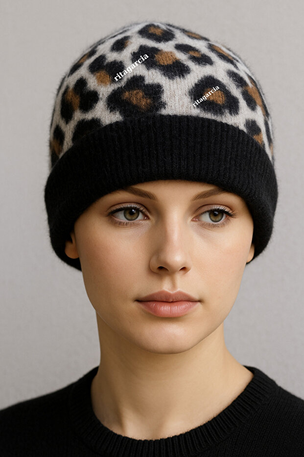 قبعة ناعمة فاخرة بنقشة الفهد - 4