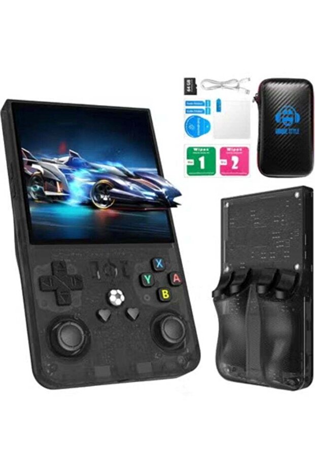 R36MAX Retro Handheld Game Console – 64GB, 4.0" IPS, 4K Output – Black