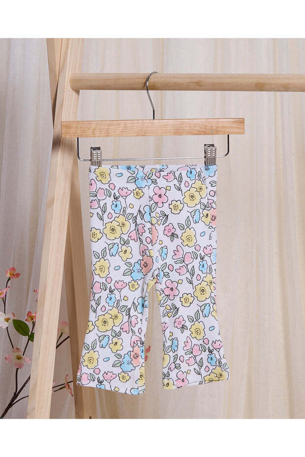 Infant Girls White Printed Leggings