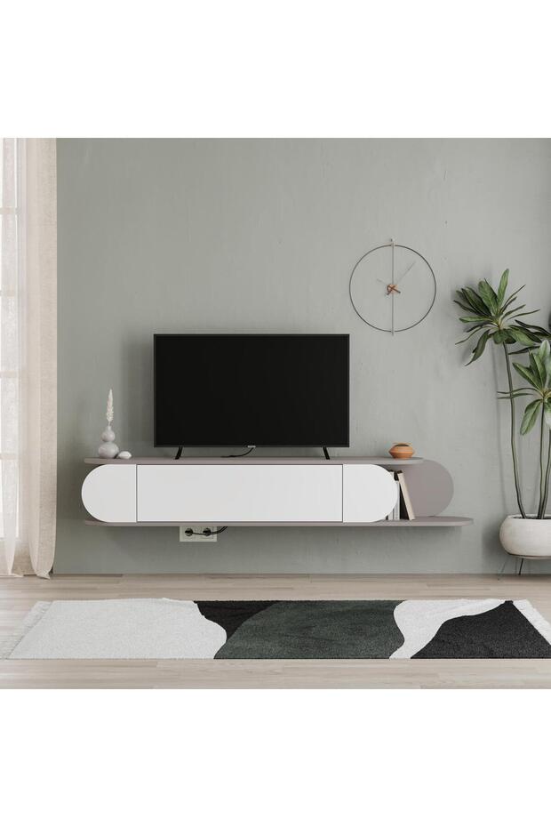 Mourah Tone Tv Stand Up To 65 Inches - Light Mocha/White