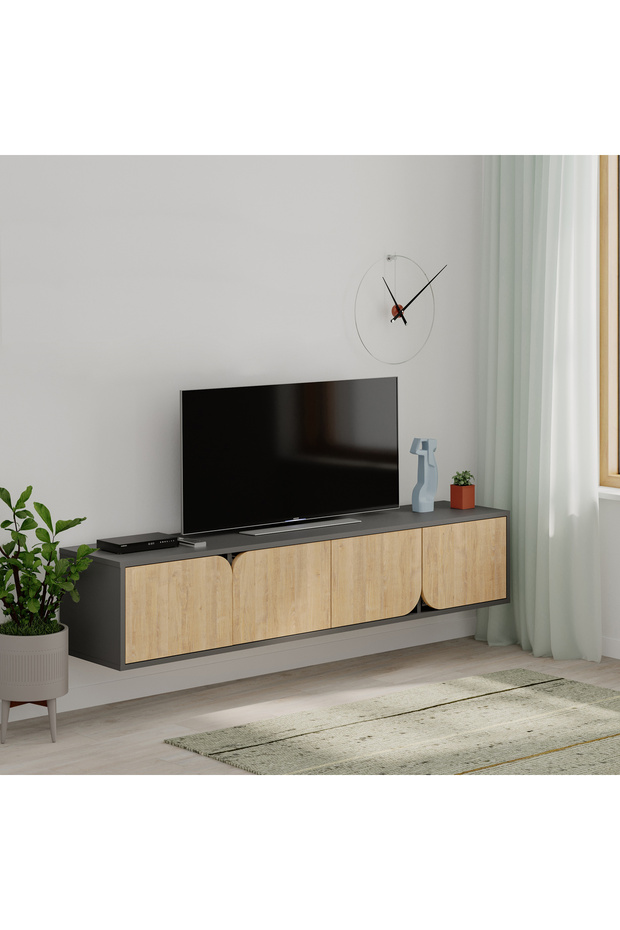 Mourah Spark Tv Stand Up To 70 Inches - Dark Grey/Oak