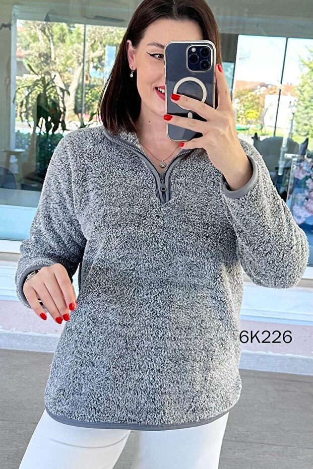 سترة من القطيفة بسحاب نصفي 6k226