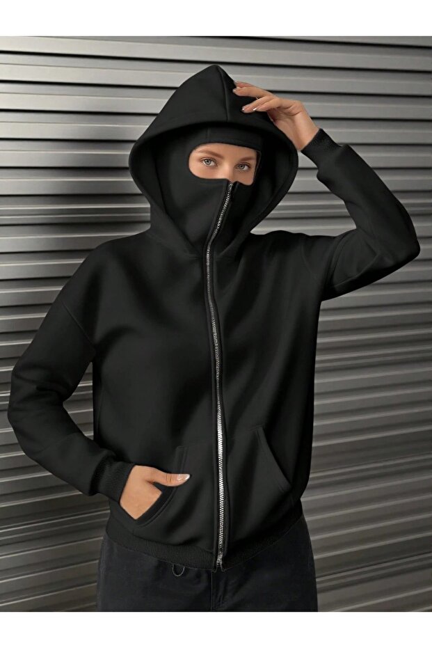Unisex Zippered Cardigan Ninja Ka Hooded Versi̇ze