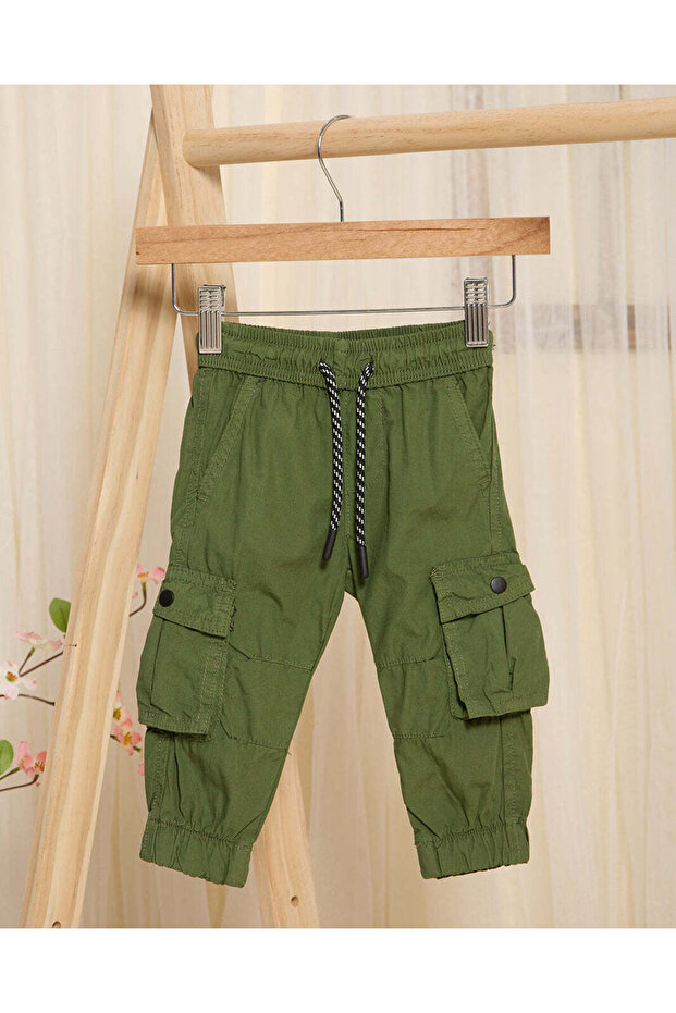 Infant Boys Olive Poplin Jogger