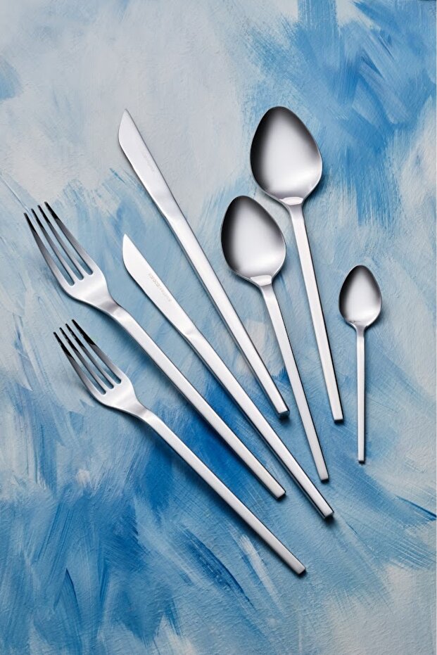 Elegance Monolith Platinum 84 Piece Cutlery Set for 12 People