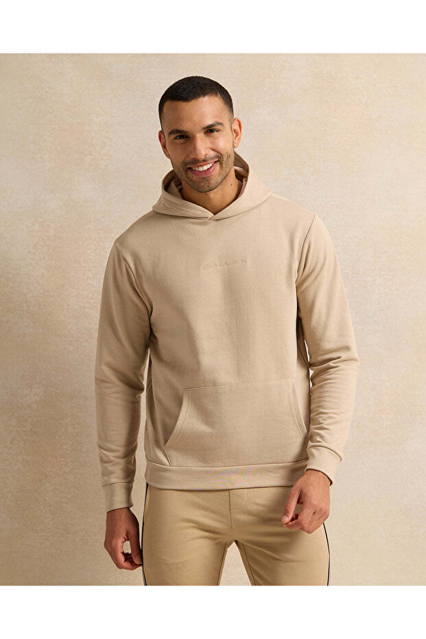 Men Beige Basic Sweatshirt