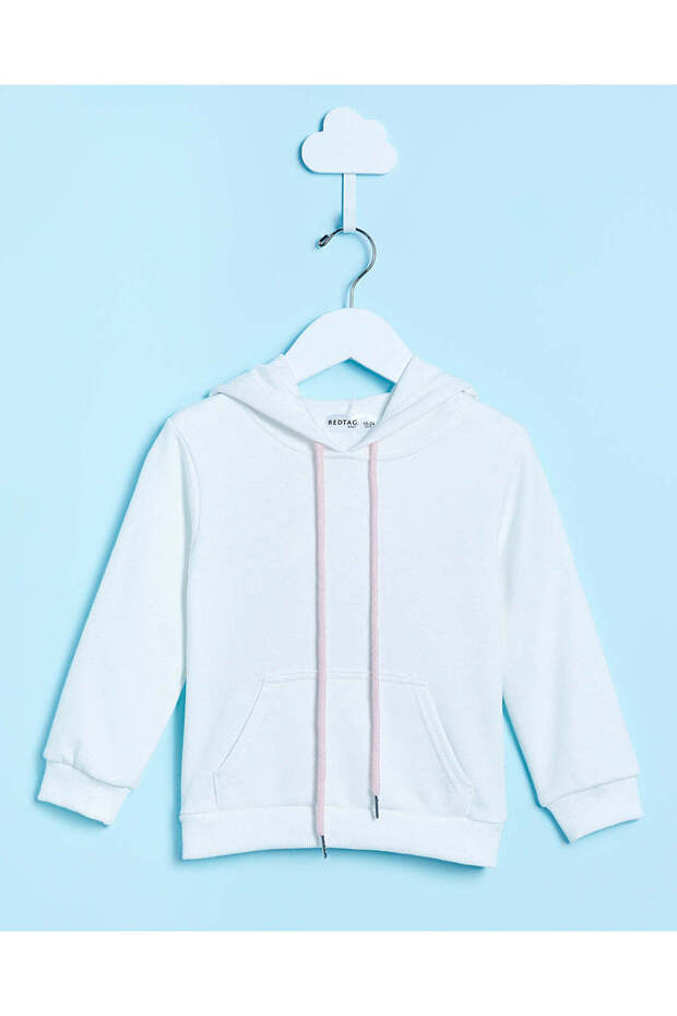 Infant Girls White Printed Hooded Sweatshirt