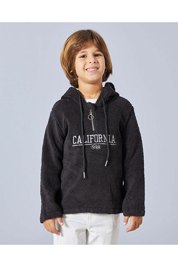 Boys Black Hooded Sweatshirt