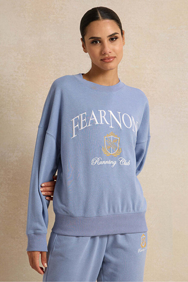 Women Blue Printed Sweatshirt