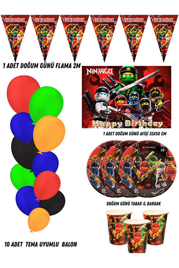 Ninjago Building Toy 32-Person Birthday Party Supplies Decorations Partymix