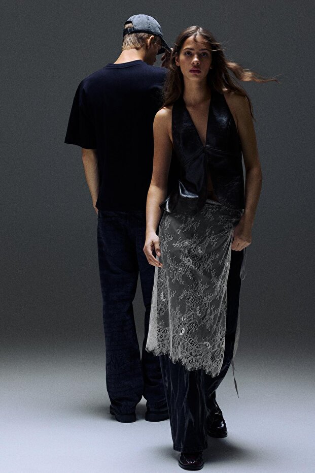 Dantelli midi etek - 4