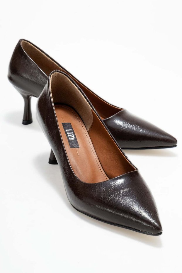 Brown Wrinkled Pointed Toe Women's Stiletto