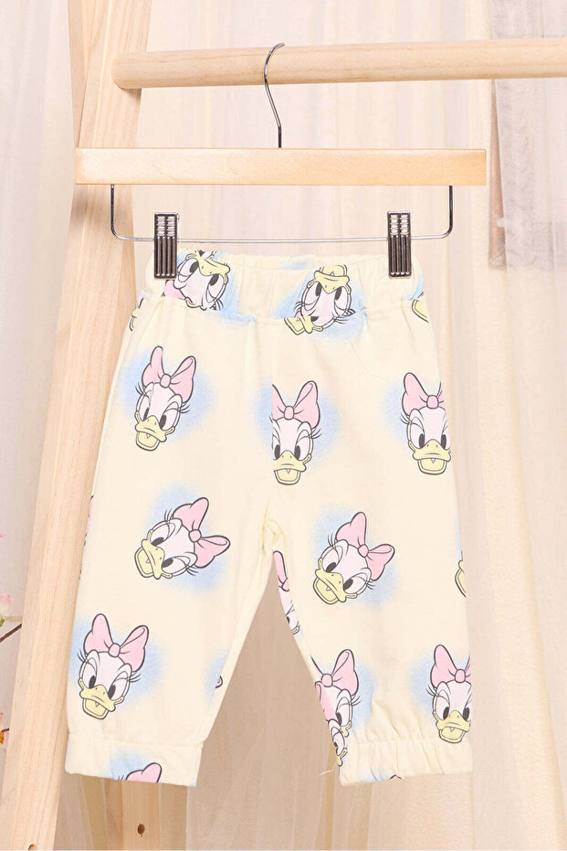 Infant Girls Cream Printed Jogger Pants