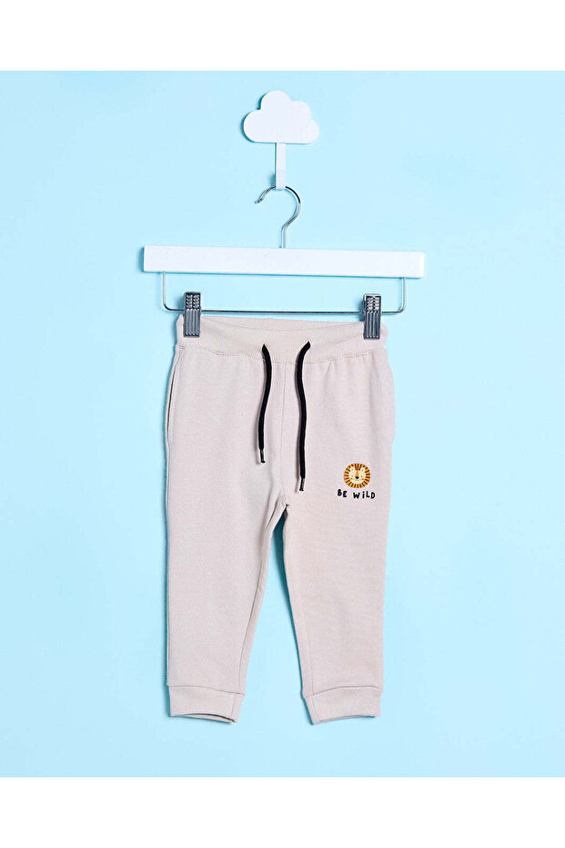 Infant Boys Beige Basic Track Pants - 1