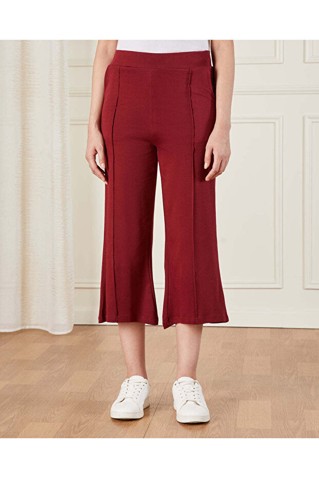 Women Burgundy Cropped Leggings