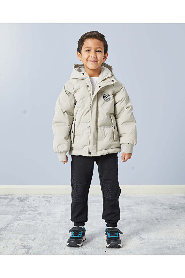 Boys Black Solid Beige Active Pants - 2