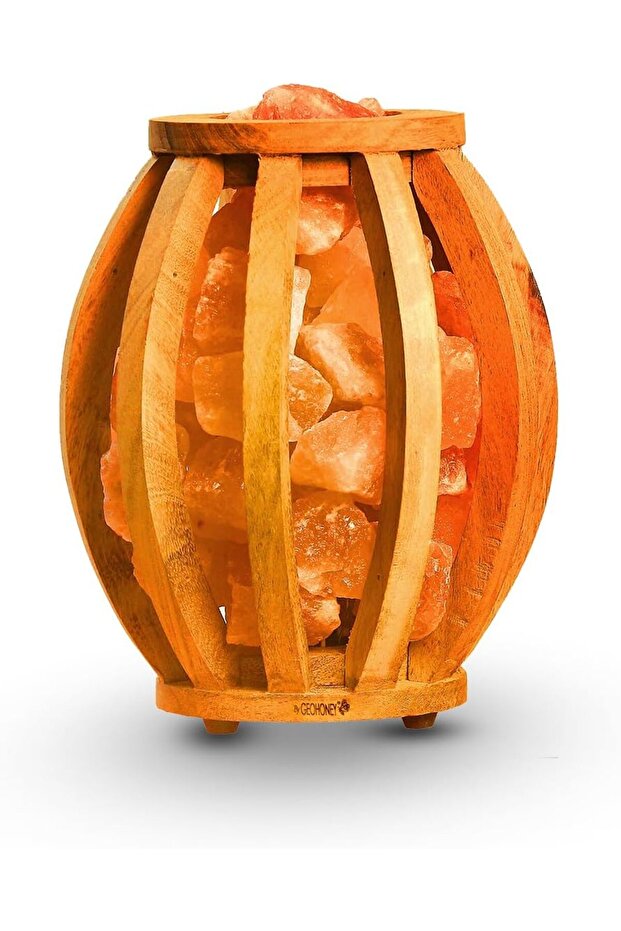 Himalayan Salt Lamp in Wooden Basket
