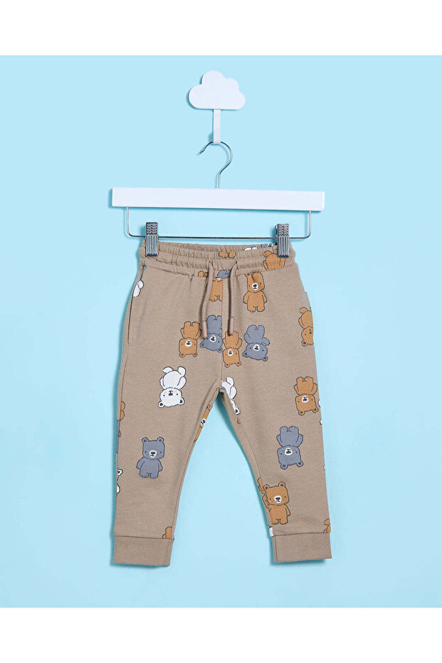 Infant Boys Brown Printed Track Pants