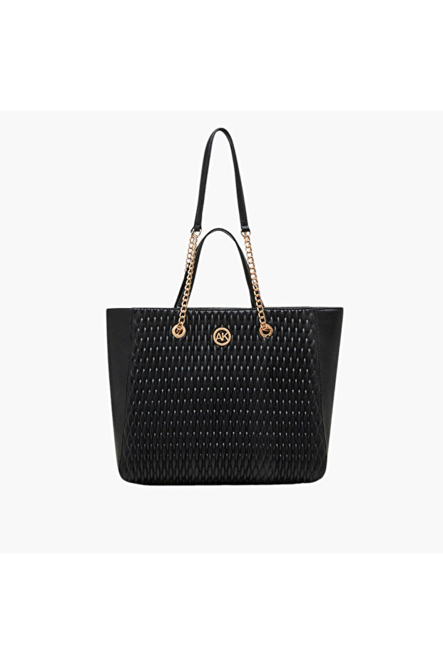 Textured Tote Bag with Chain Handles