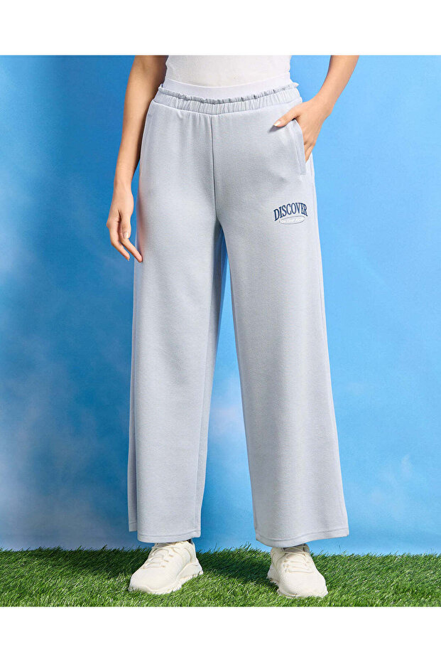 Women Blue Wide Leg Active Pants