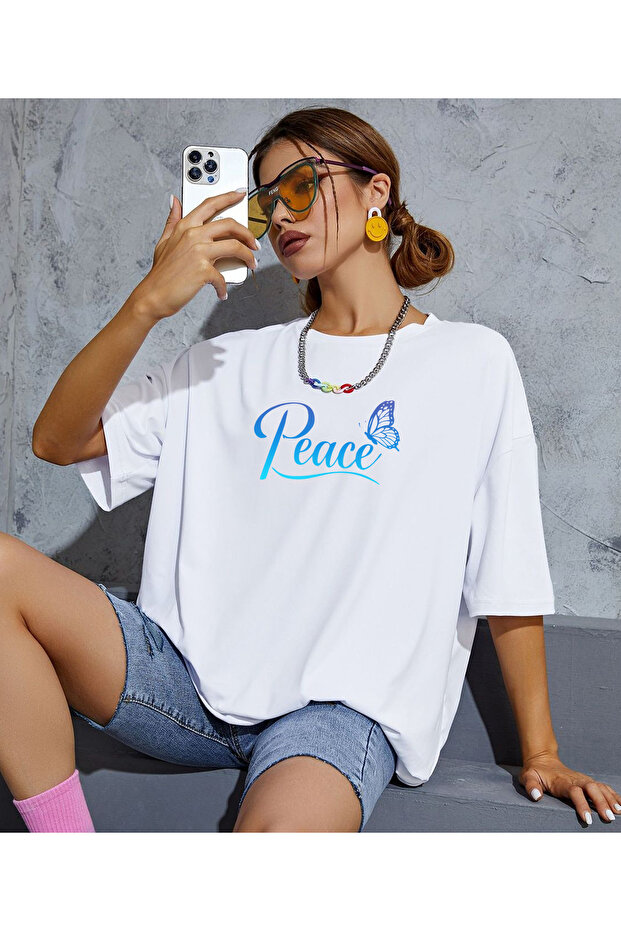 Peace Kelebek Printed T-Shirt (Add 2 Items to Create a Combination)