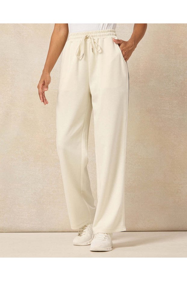 Women Ivory Side Tape Detail Active Pants
