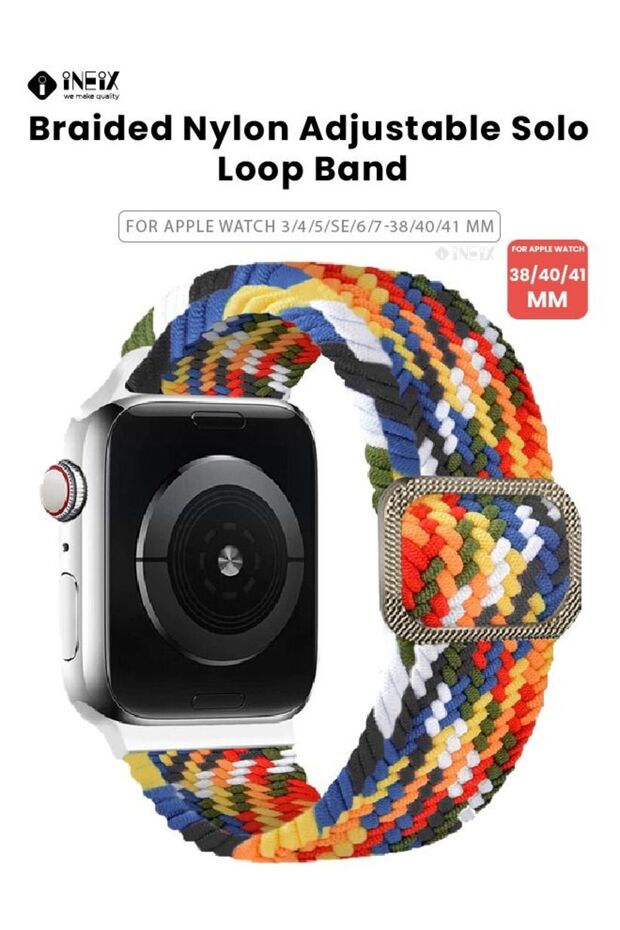 سوار من النايلون المضفر قابل للتعديل لساعة Apple Watch مقاس 38،40،41 مم