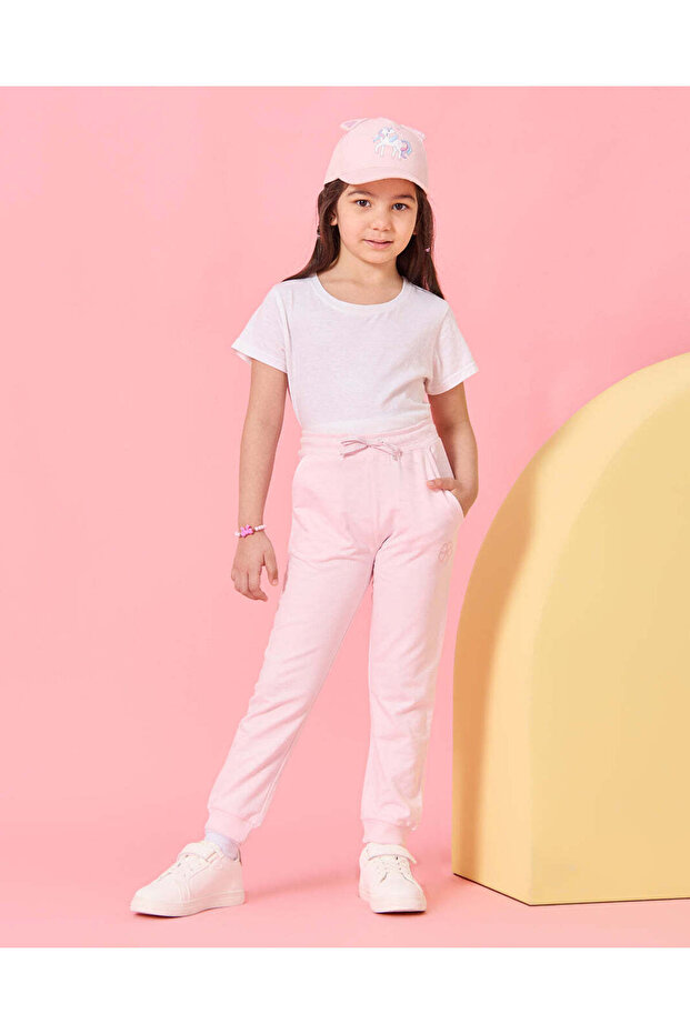 Girls Pink Basic Track Pants - 2