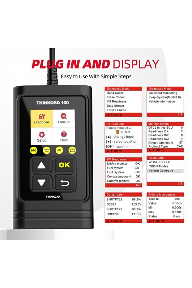 THINKCAR THINKOBD 100 Auto OBD2 Scanner Car Code Reader Clear Code Smog Test 10 Mode OBD 2 Functi... - 5
