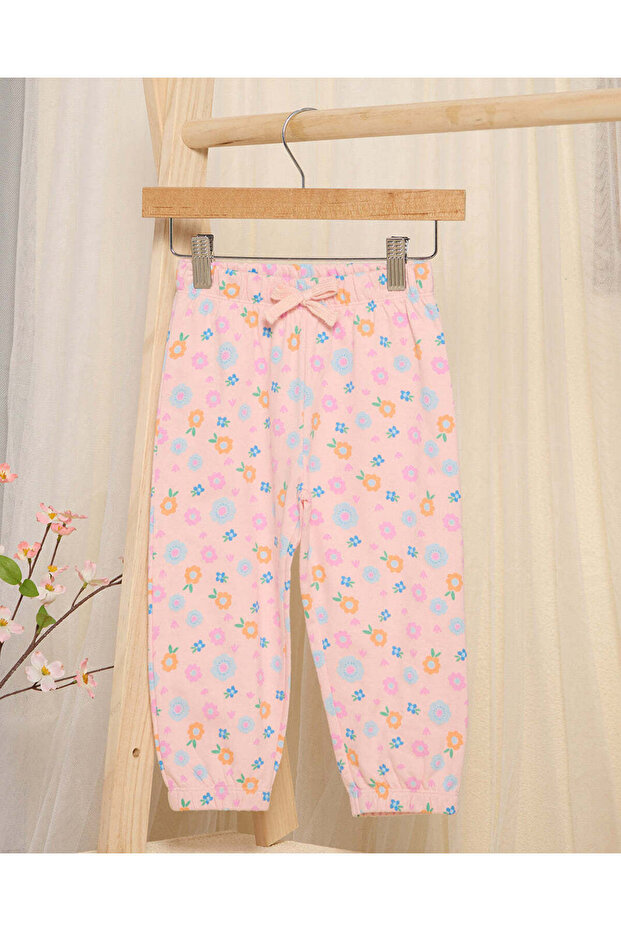 Infant Girls Pink Printed Joggers