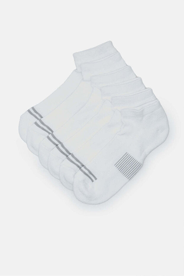 Men White Printed Ankle Socks (Pack Of 3)