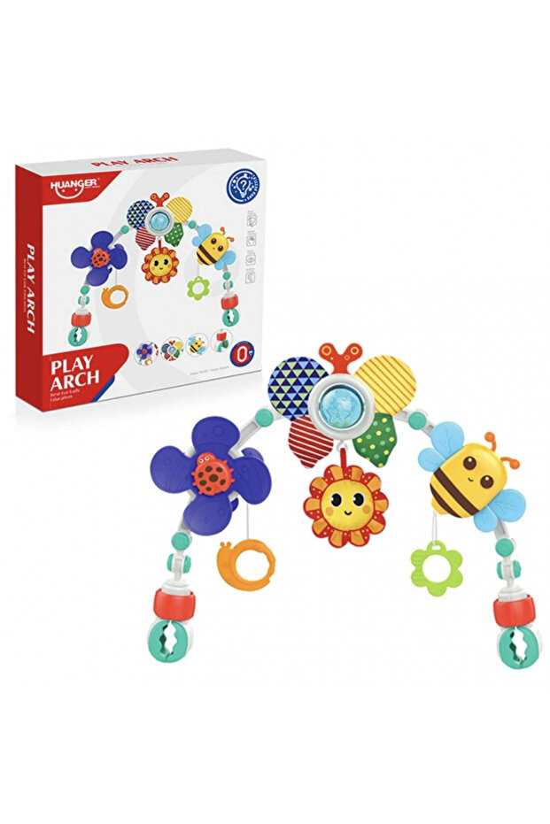 Toy arch for cot or pram, with rattle and multiple functions, 48 cm - 9