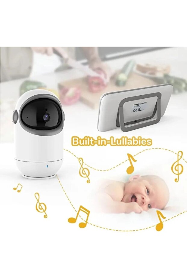Baby Monitor with Wireless Audio-Video Camera, Temp Sensor, Two-way Talk - White VB801 - 2