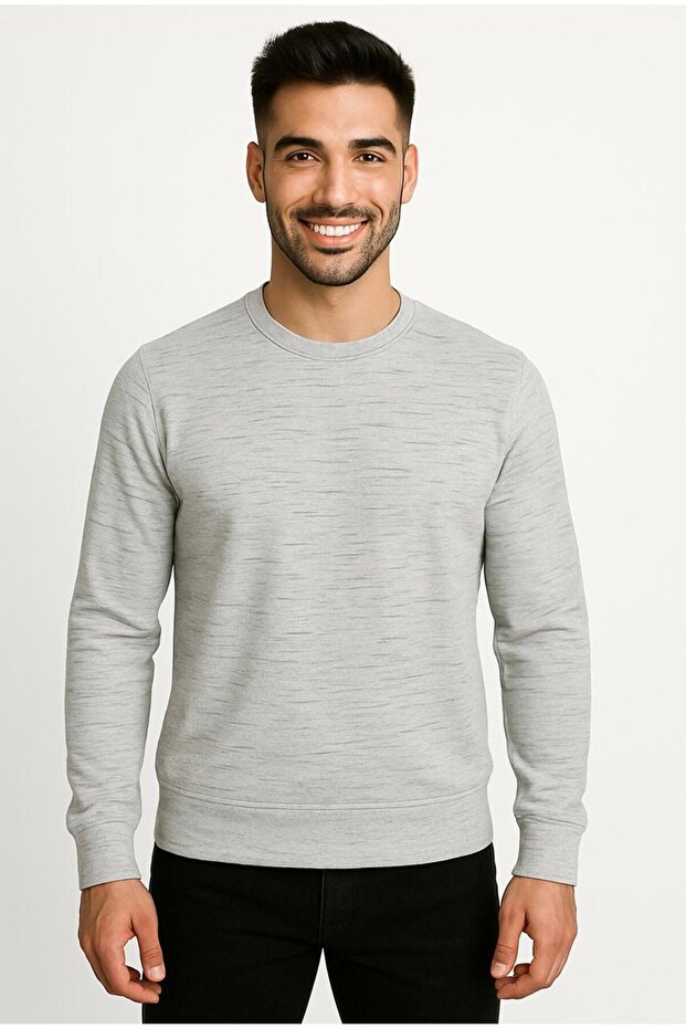 Men's Gray Melange 2 Thread Sweatshirt-W1083-G1